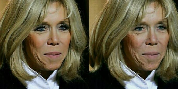 Brigitte Macron mit und ohne Make-up