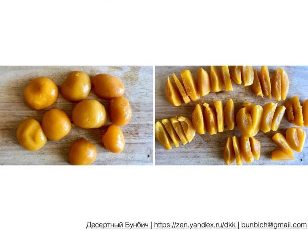 Pfirsiche in kleine Keile geschnitten 