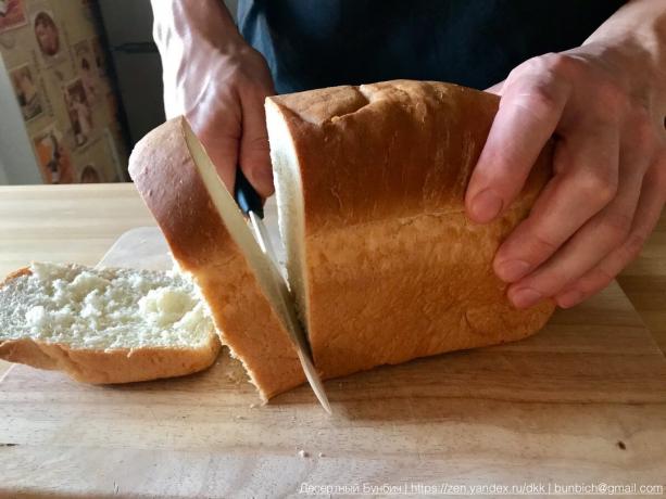 Eine Scheibe Brot eine ideale Dicke von 2 cm.
